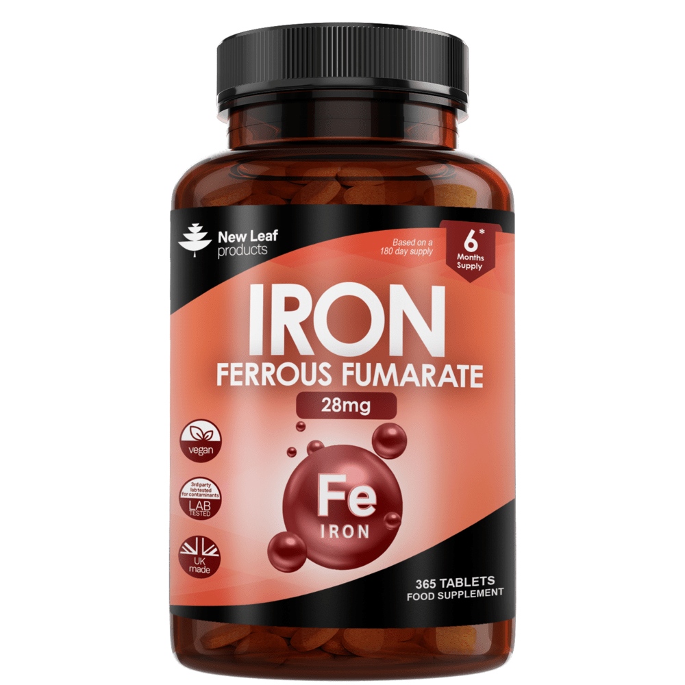 Gentle Iron Tablets 28mg - Ferrous Fumarate Iron Supplements Pills - 6 Month Supply