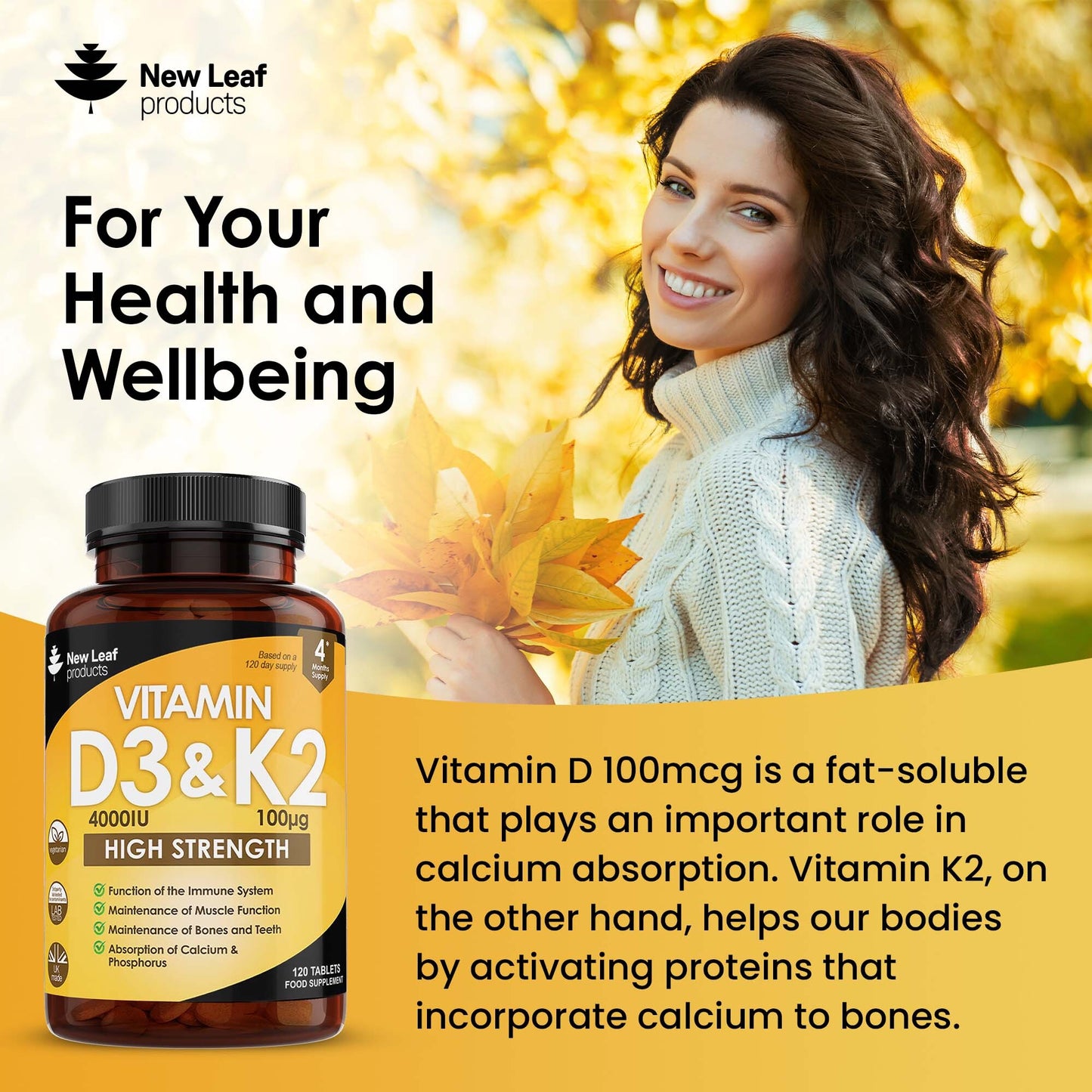 Vitamin D3 and K2 Tablets