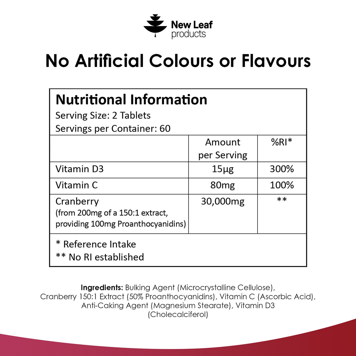 Cranberry Vitamin C and D Tablets