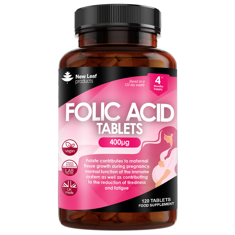 Folic Acid Tablets 400mcg - 120 Folic Acid High Strength Pregnancy Vitamins