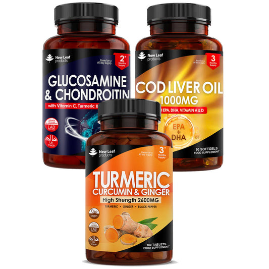 Joint Health Bundle - Turmeric Curcumin & Ginger, Glucosamine, Cod Liver Oil