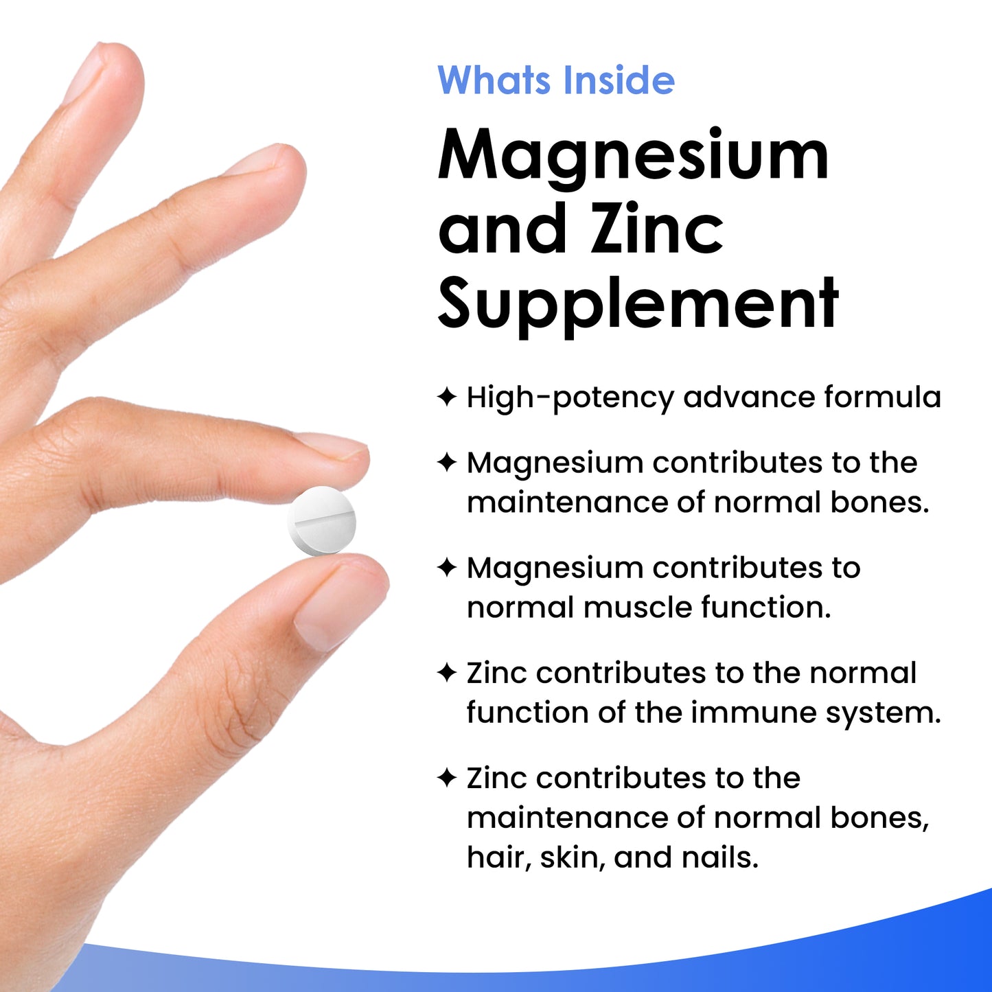 Magnesium Supplement 516mg with Zinc - Vegan Magnesium Tablets High Strength (365 Supply)