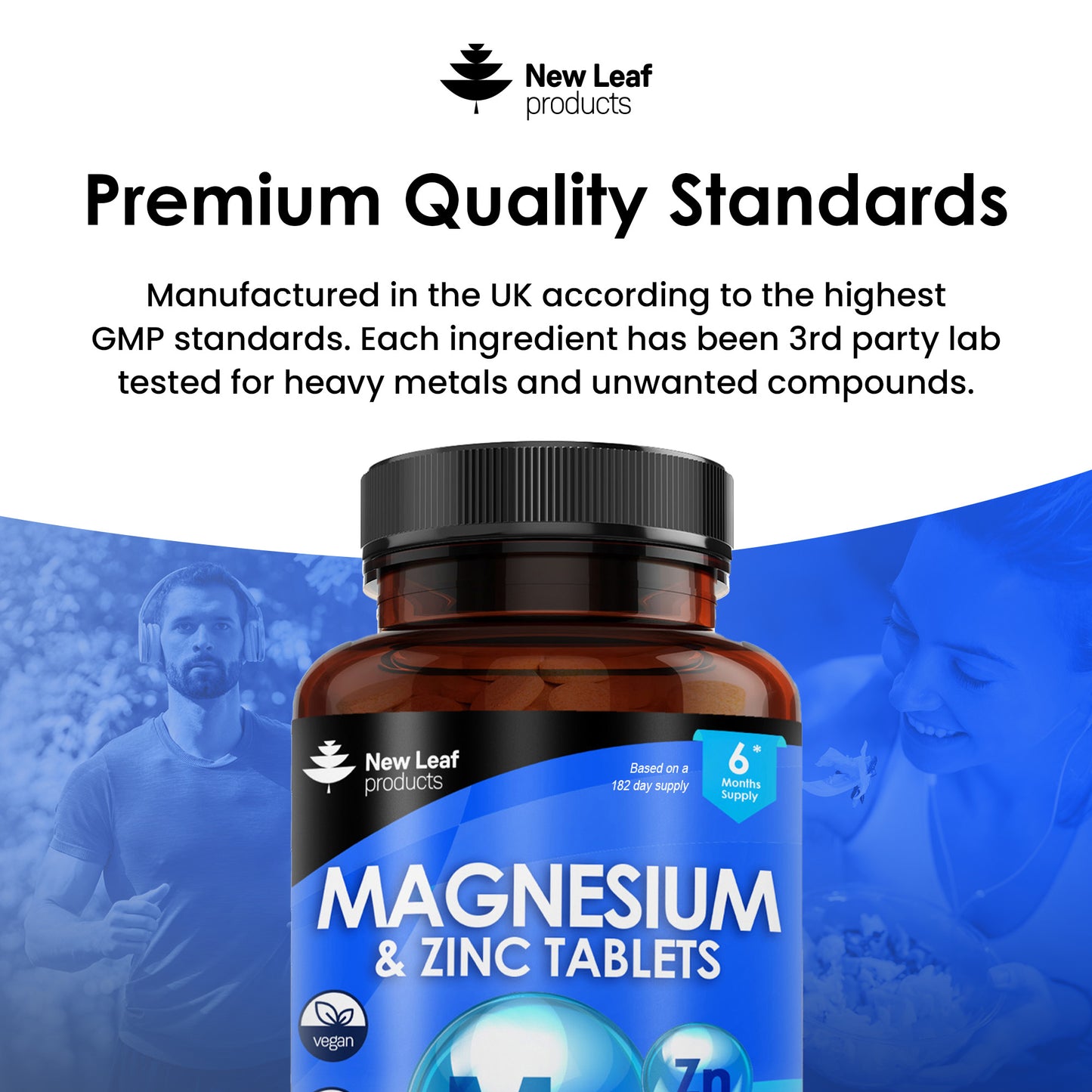 Magnesium Supplement 516mg with Zinc - Vegan Magnesium Tablets High Strength (365 Supply)