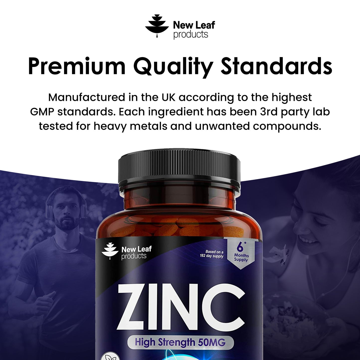 Zinc Tablets 50mg 365 Vegan Zinc Supplements High Strength (6 Month value supply)