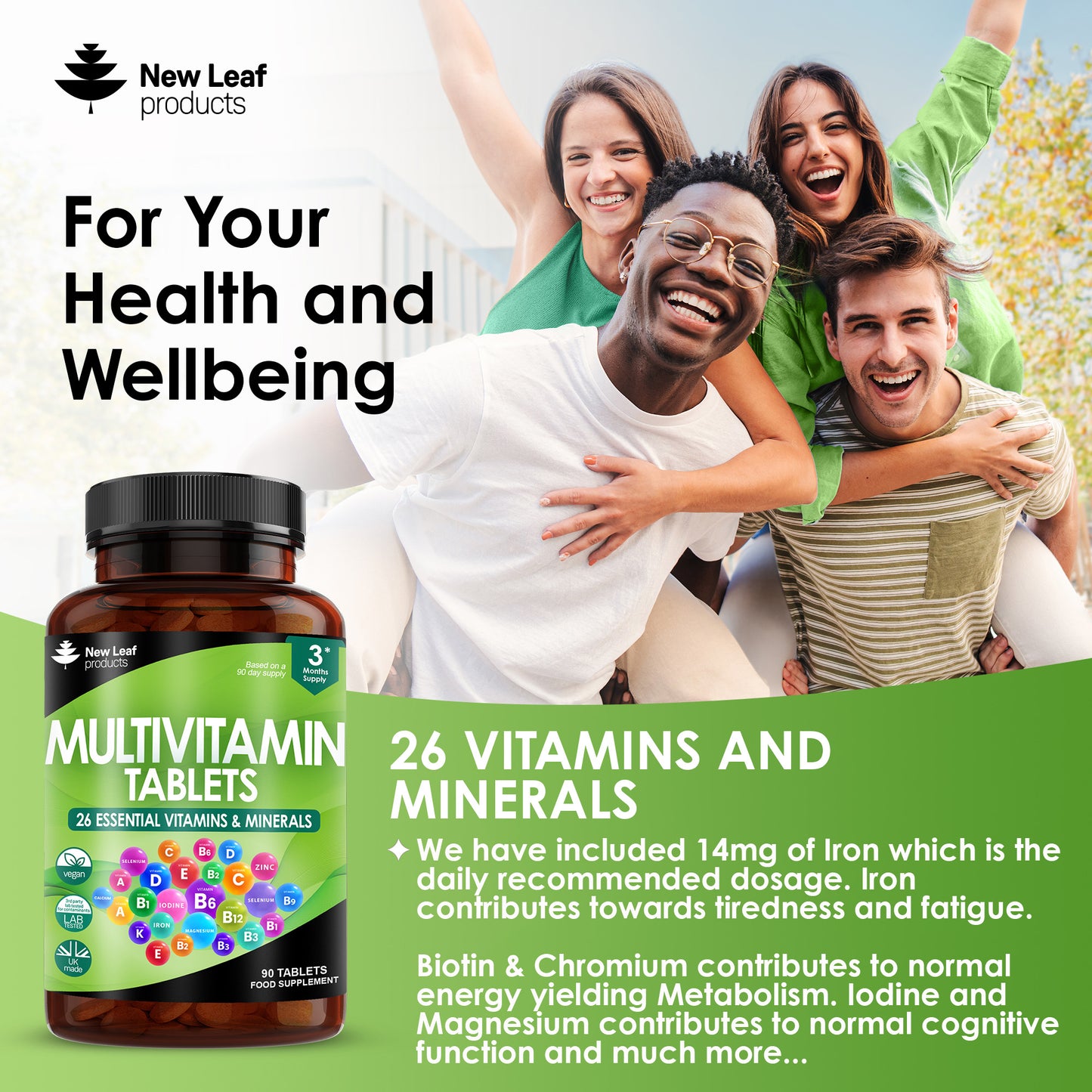 Multivitamin Supplements & Minerals - 26 Essential Vegan Vitamins High Strength