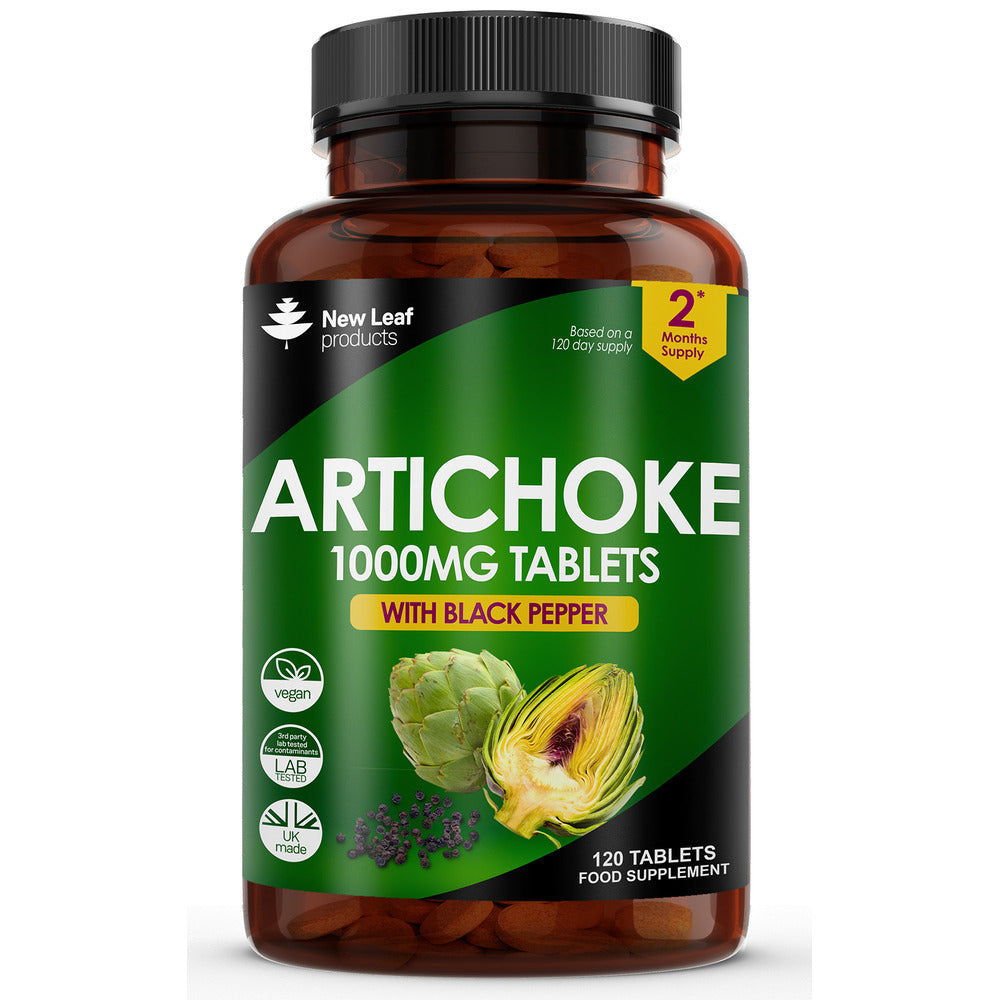 Artichoke Extract 1000mg Tablets - 120 High Strength Tablets Enriched With Black Pepper