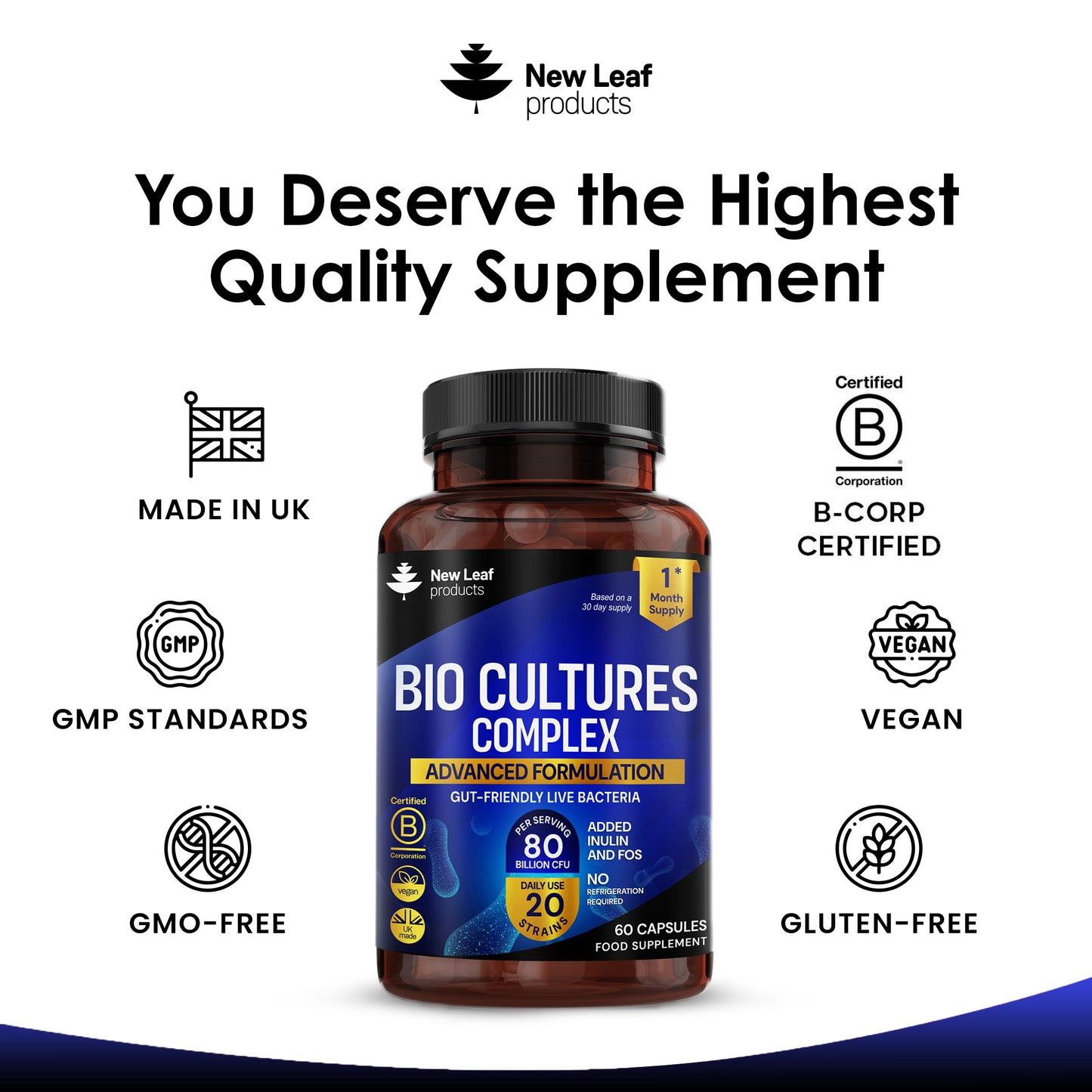 Bio Cultures - Probiotic 80B & 20 Strains Capsules