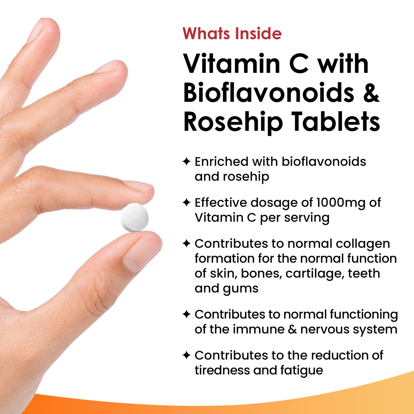 Vitamin C Tablets 1000mg - 120 High Strength Supplements + Bioflavonoids, Rosehip & Ascorbic Acid