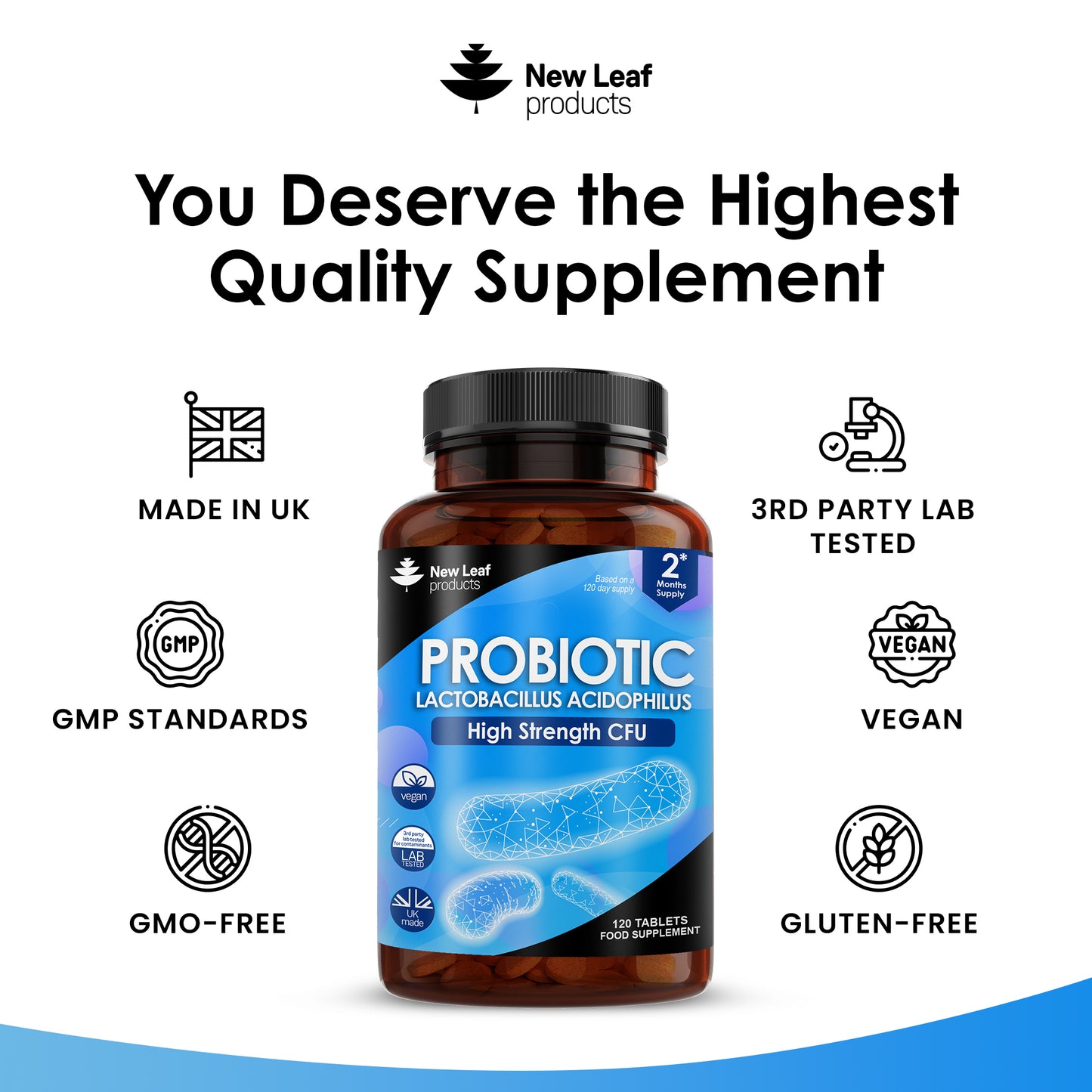 Probiotic Supplements Acidophilus Tablets - Digestive & Gut Health Supplements