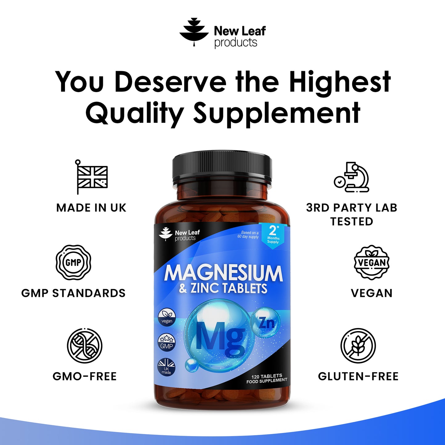 Magnesium Supplement 516mg with Zinc - Vegan Magnesium Tablets High Strength