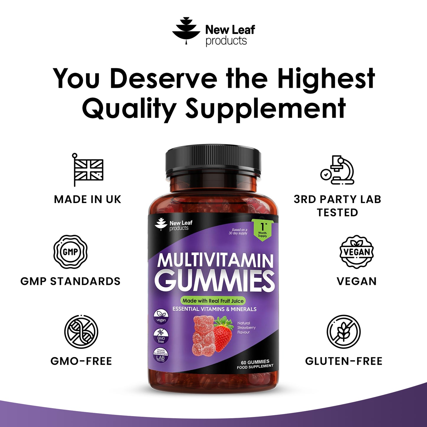 Multivitamin Gummies For Adults Essential Daily Chewable Vitamins & Minerals Vegan