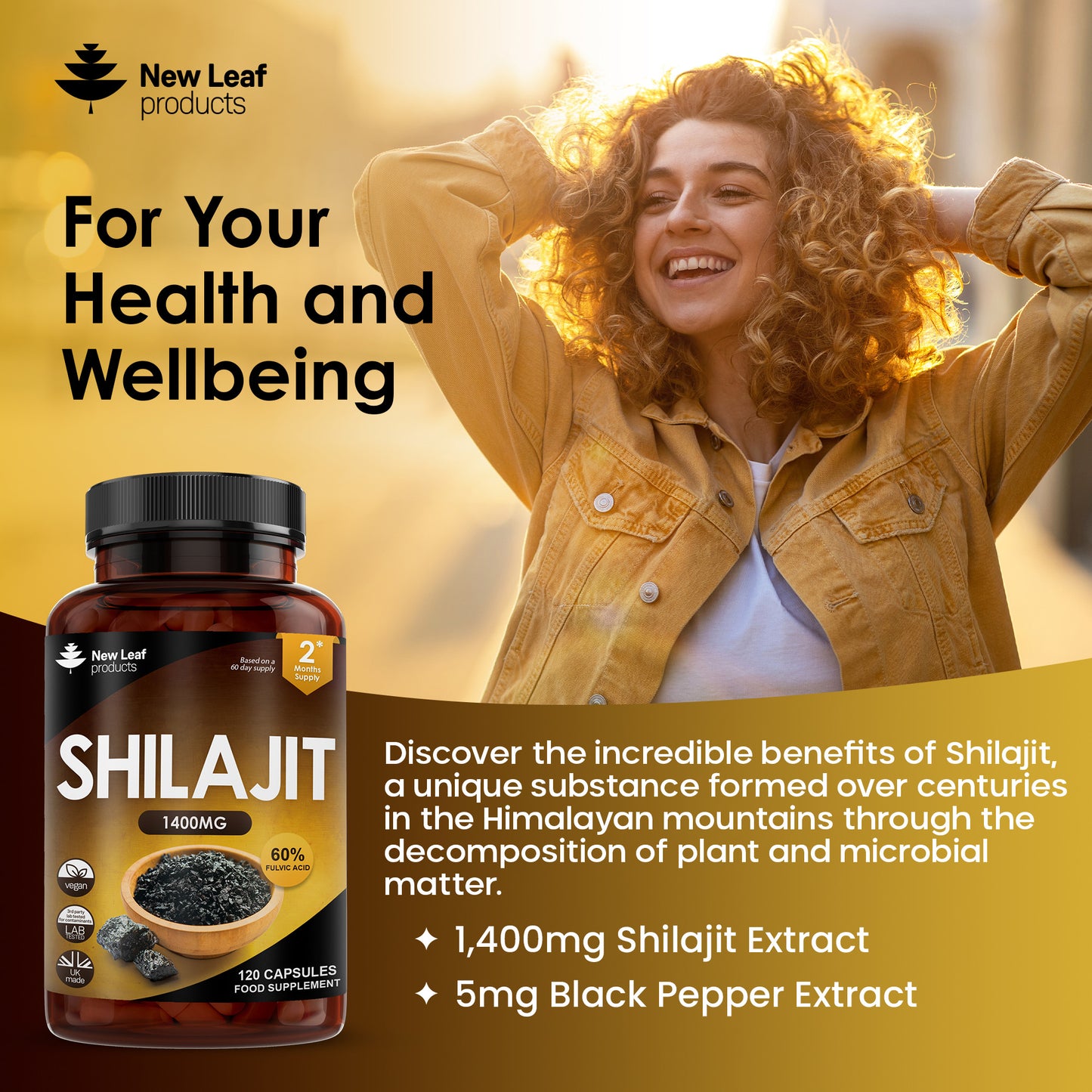 Shilajit Capsules 1400mg Shilajit with 60% Fulvic Acid 120 High Strength Capsules