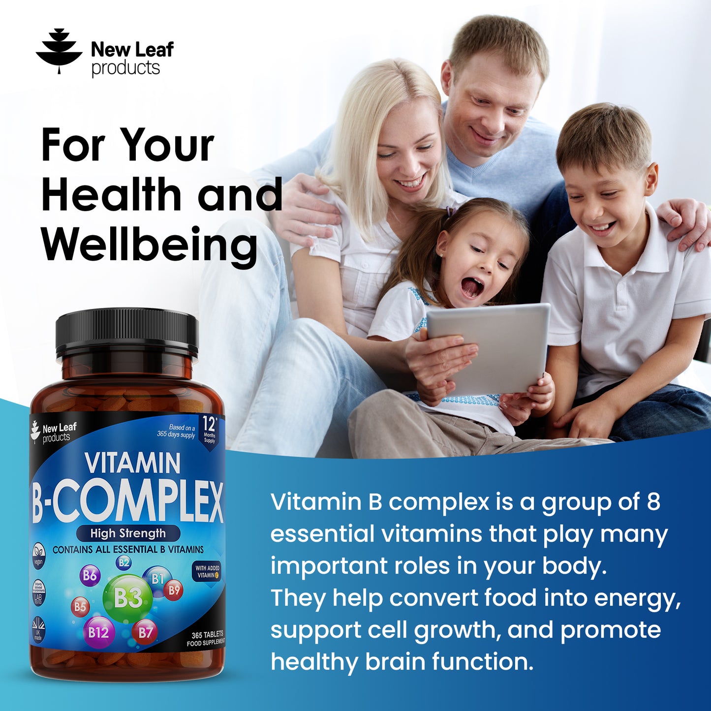 Vitamin B Complex - All B Vitamins (One Year Supply) High Strength Tablets