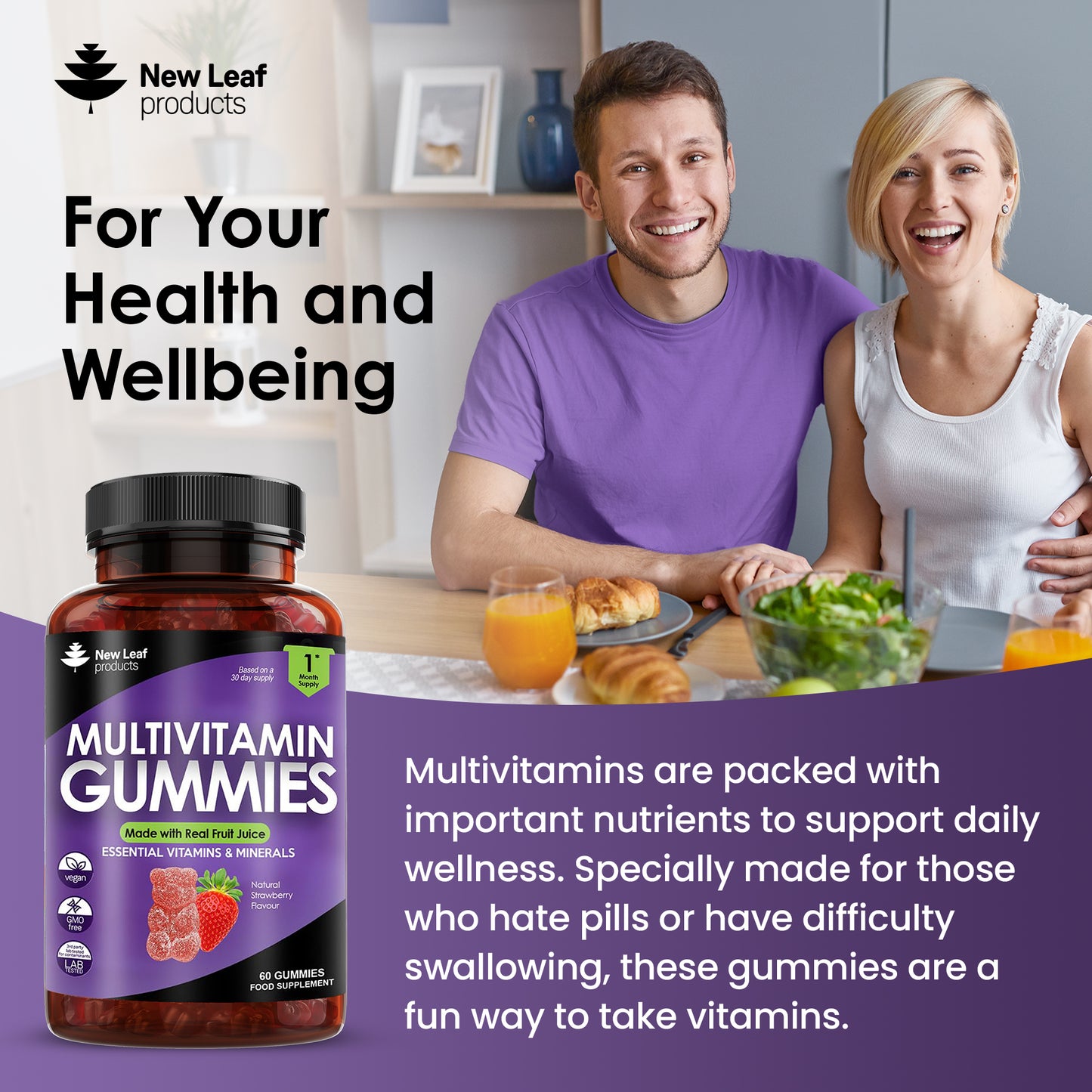 Multivitamin Gummies For Adults Essential Daily Chewable Vitamins & Minerals Vegan