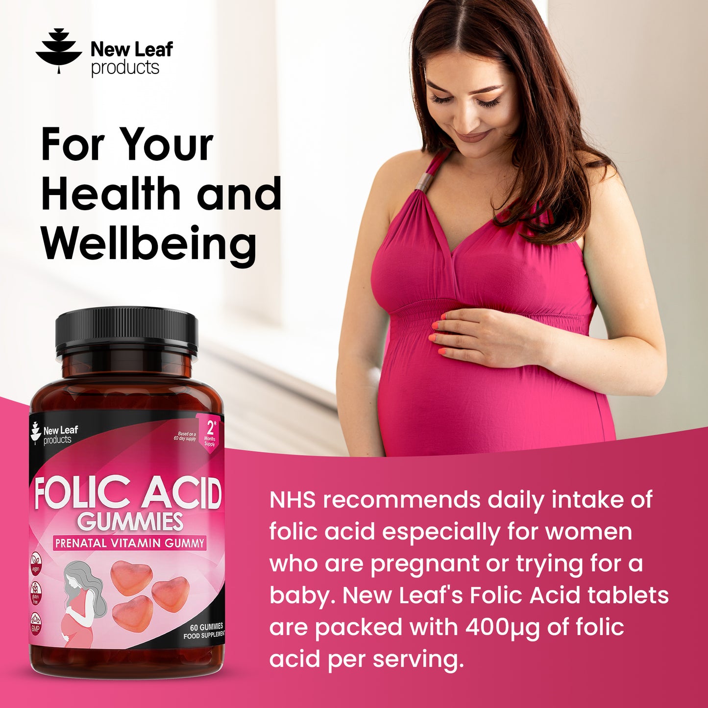 Folic Acid Gummies For Pregnancy Recommended Daily Dosage ,Vitamins B9 - Vegan