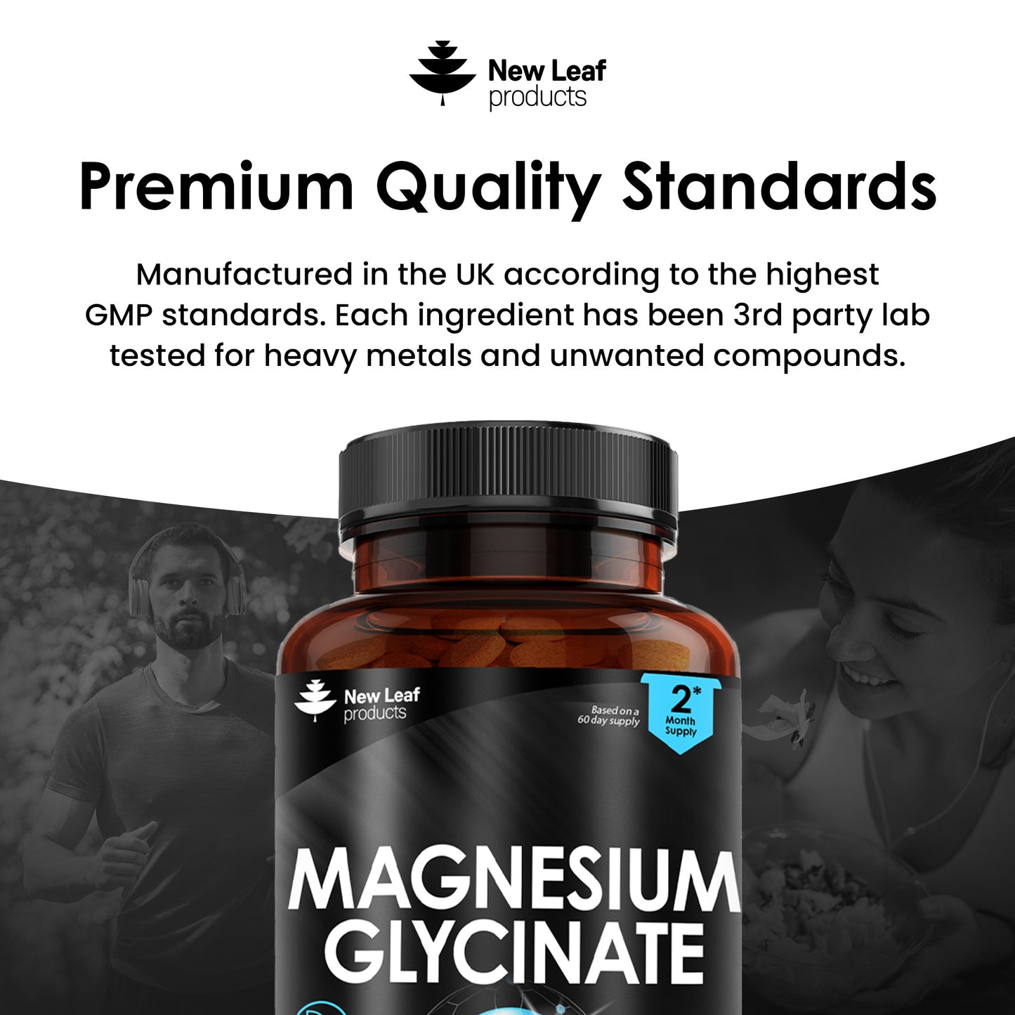 Magnesium Glycinate - High Strength Capsules 1040mg - Bones, Muscle Health UK Made