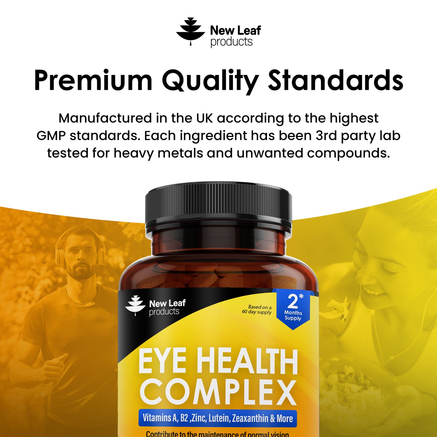 Eye Health Complex - Lutein & Zeaxanthin supplement enriched with Vitamin A, B2 & Zinc 120 vegan capsules