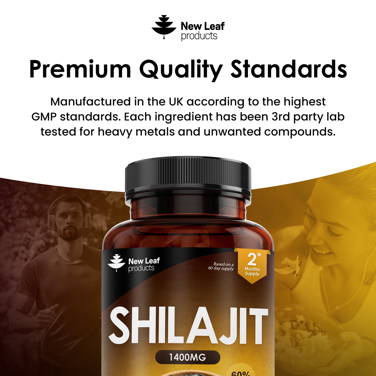 Shilajit Capsules 1400mg Shilajit with 60% Fulvic Acid 120 High Strength Capsules