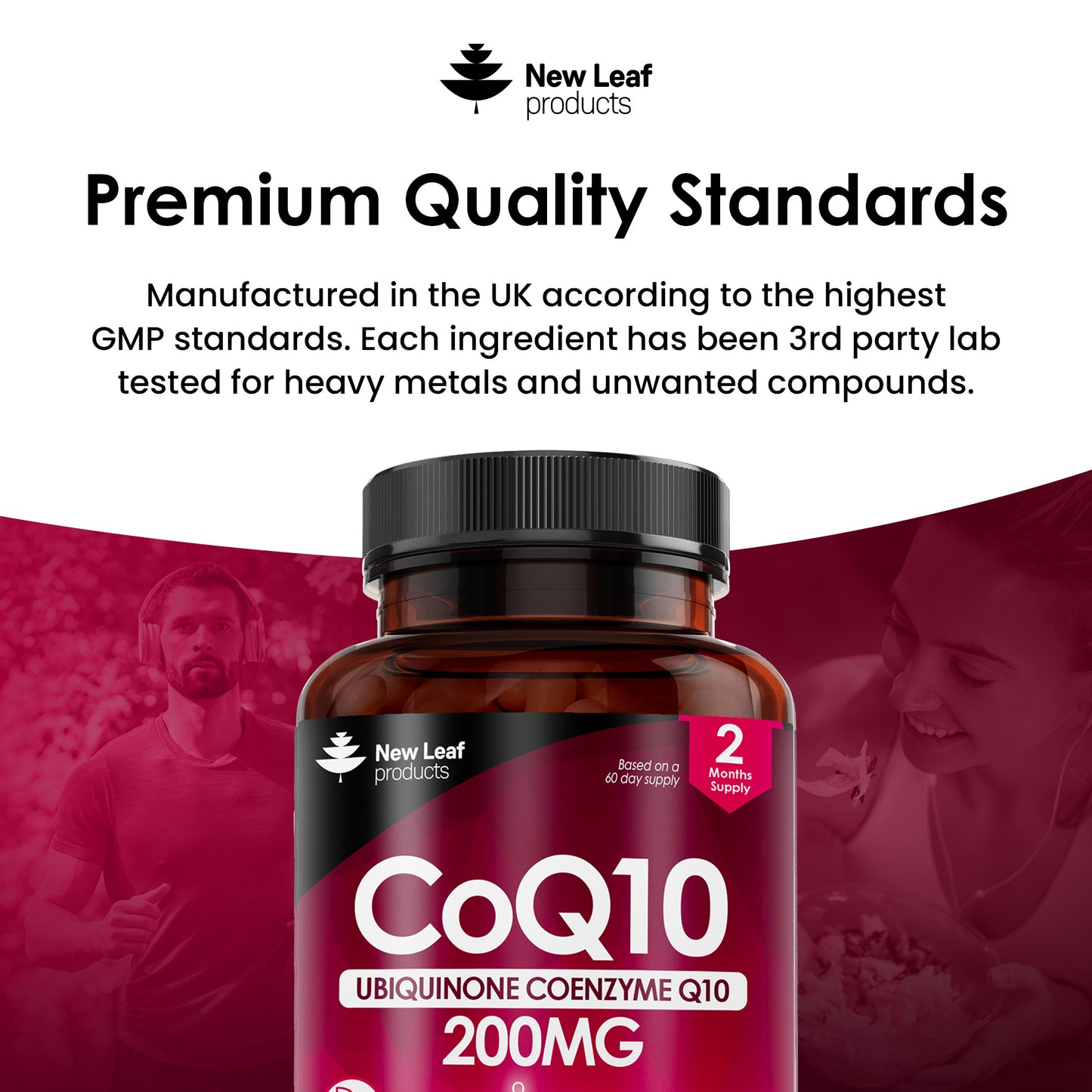 CoQ10 Supplement - Co Enzyme CQ10 High Strength 200mg Vegan Ubiquinone Coenzyme Q10 Capsules