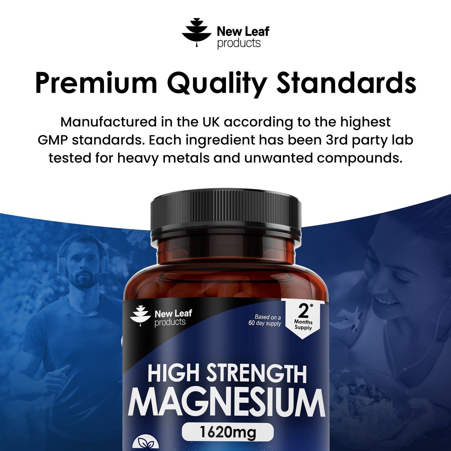 Magnesium Supplements 1620mg Citrate -120 Vegan Capsules High Strength Magnesium