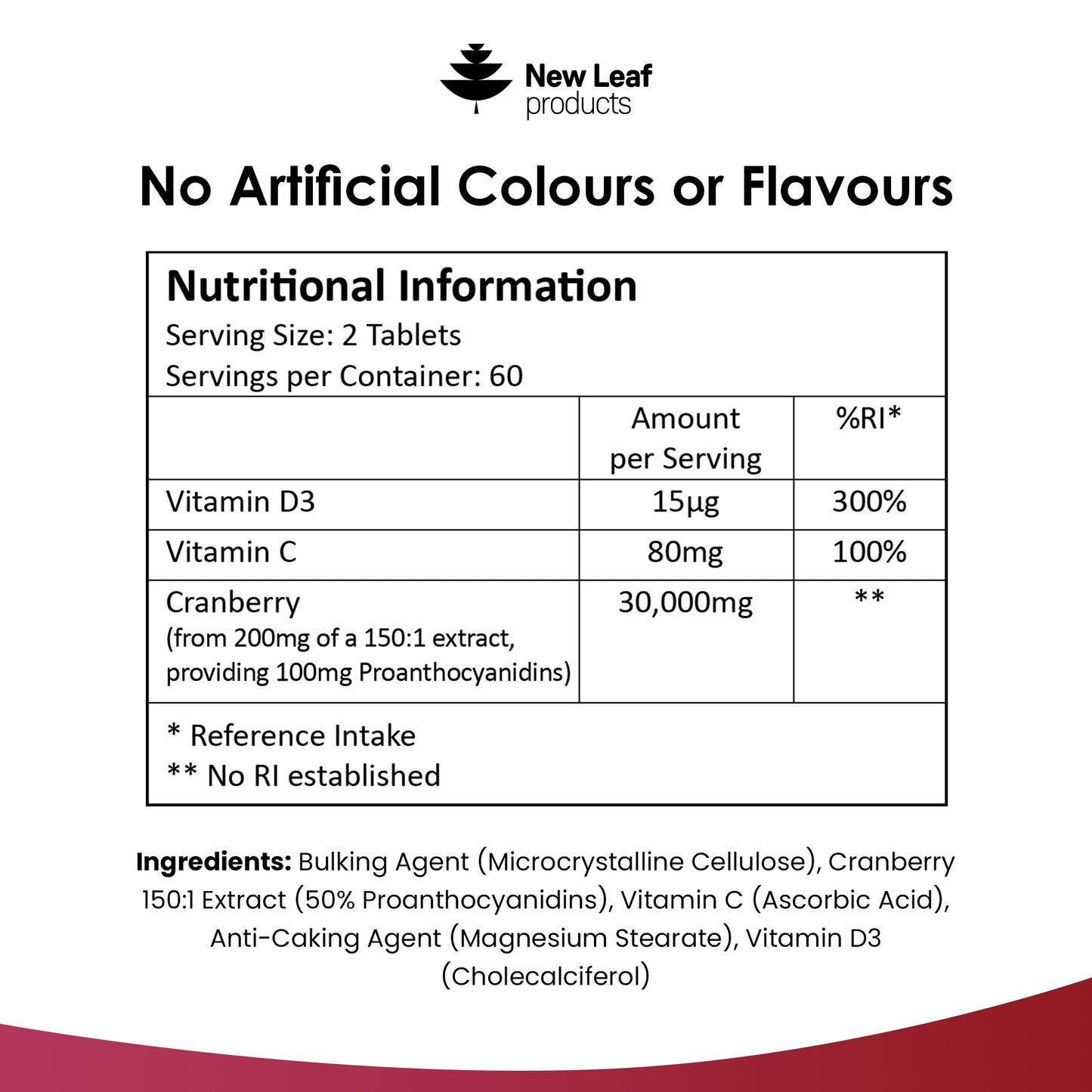 Cranberry Vitamin C and D Tablets