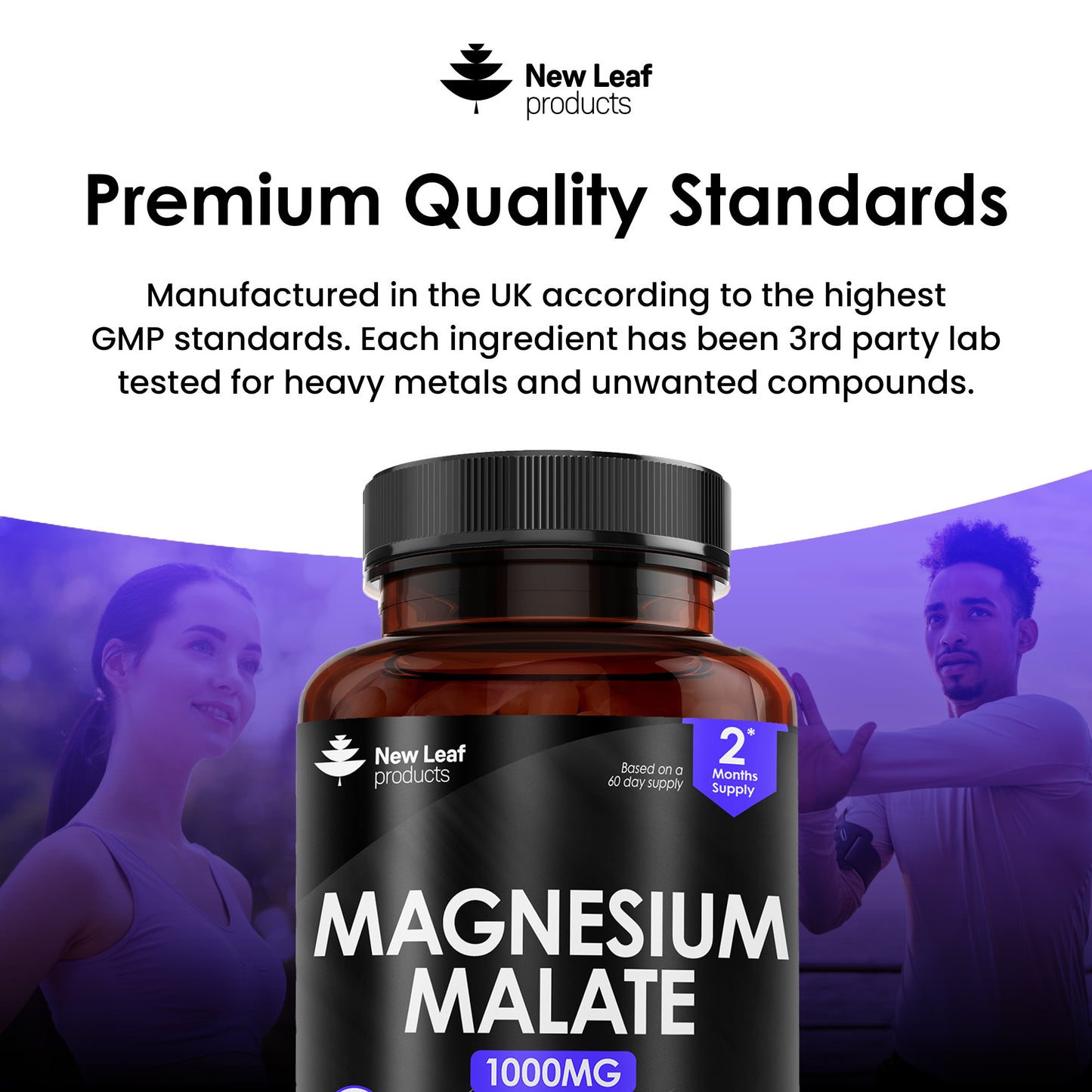 Magnesium Malate Capsules 120 High Strength 1000mg Bones & Sleep Support Vegan Capsules - High Absorption Elemental Magnesium