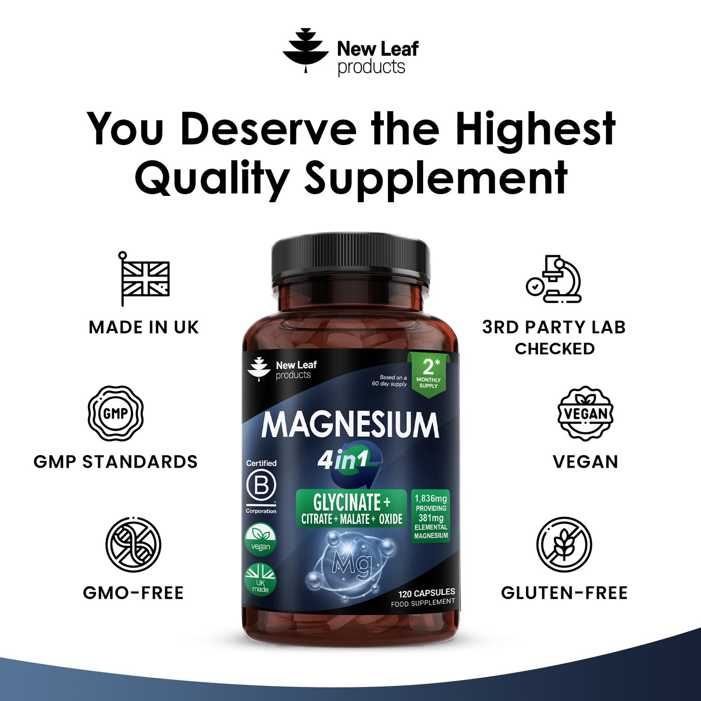 Magnesium Complex Glycinate, Citrate, Malate, Oxide Capsules.