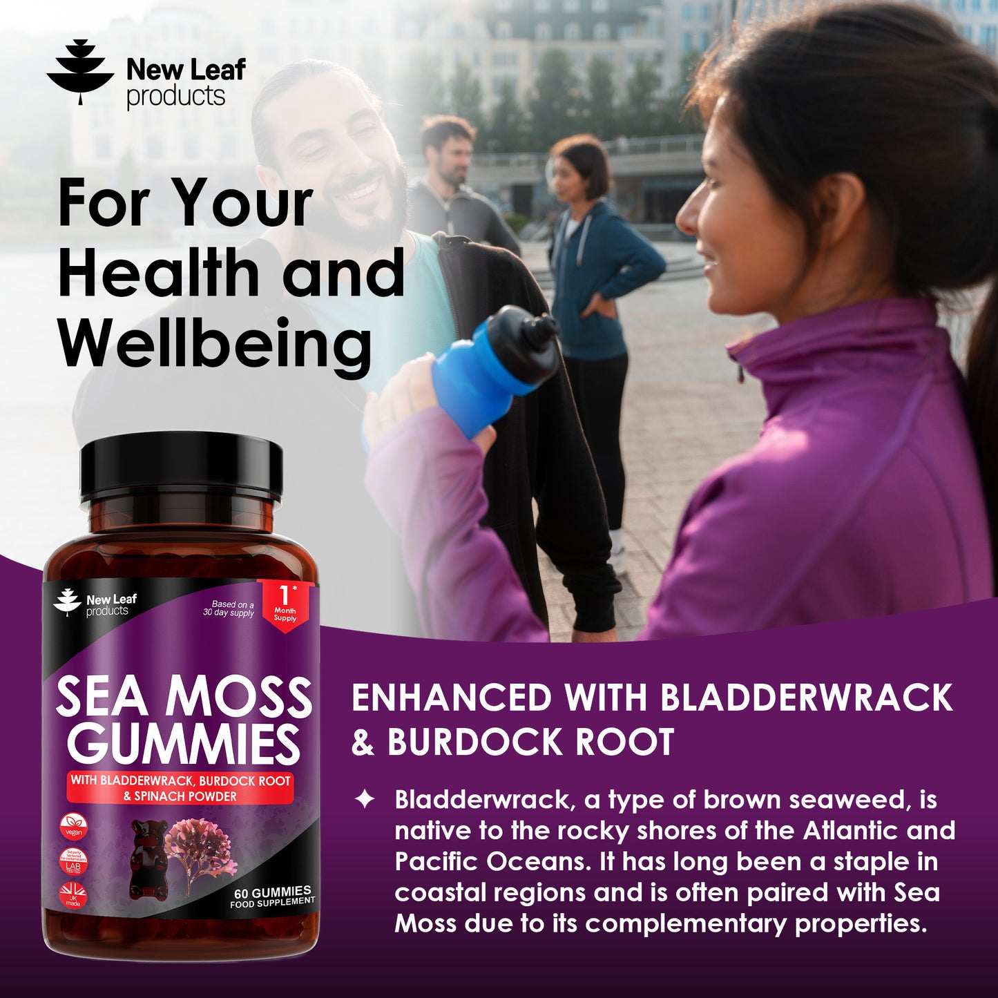 Sea Moss with Burdock Root, Bladderwrack, Spinach Powder Gummies
