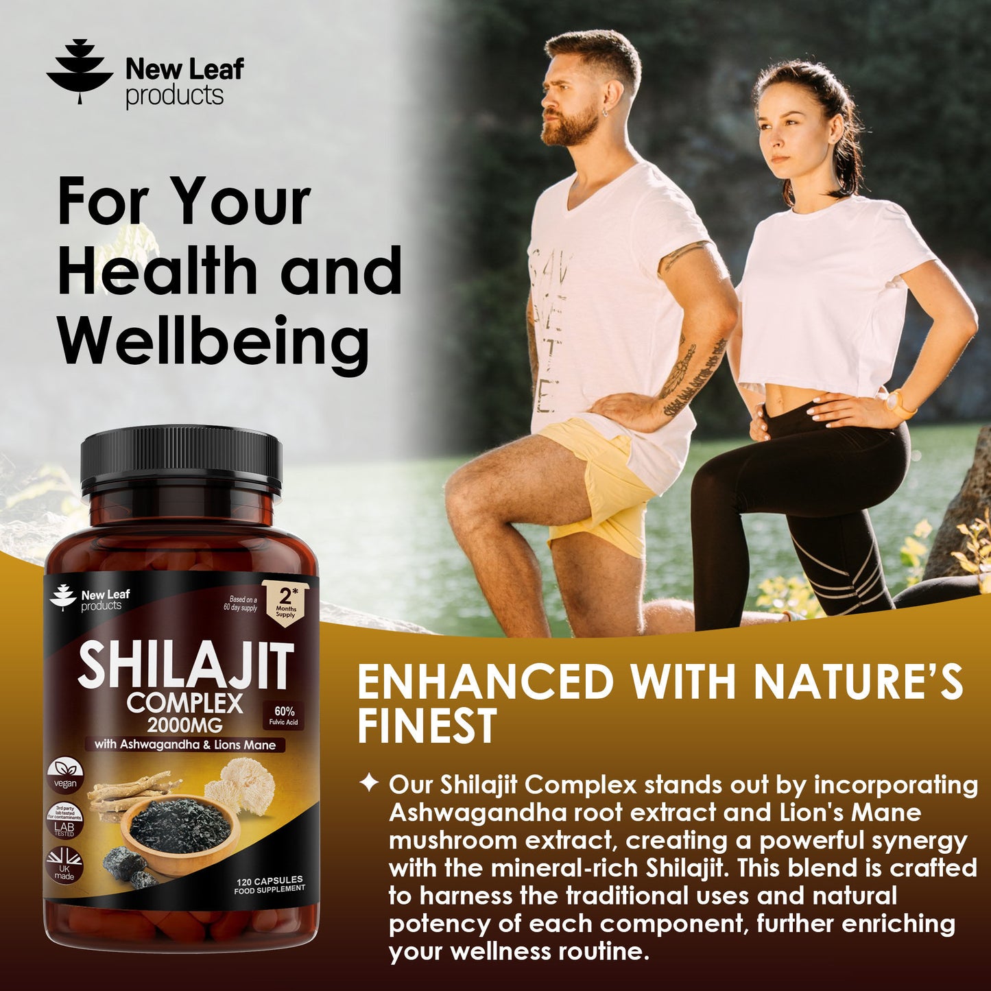 Shilajit, Ashwagandha, Lions Mane Capsules