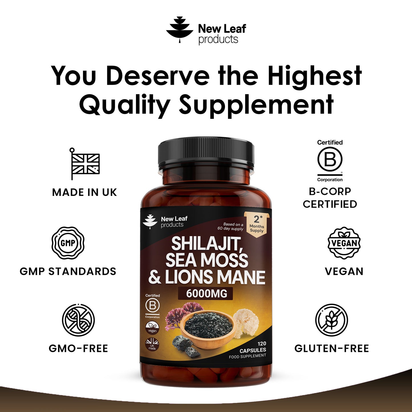 Shilajit, Sea Moss, Lion's Mane Capsules