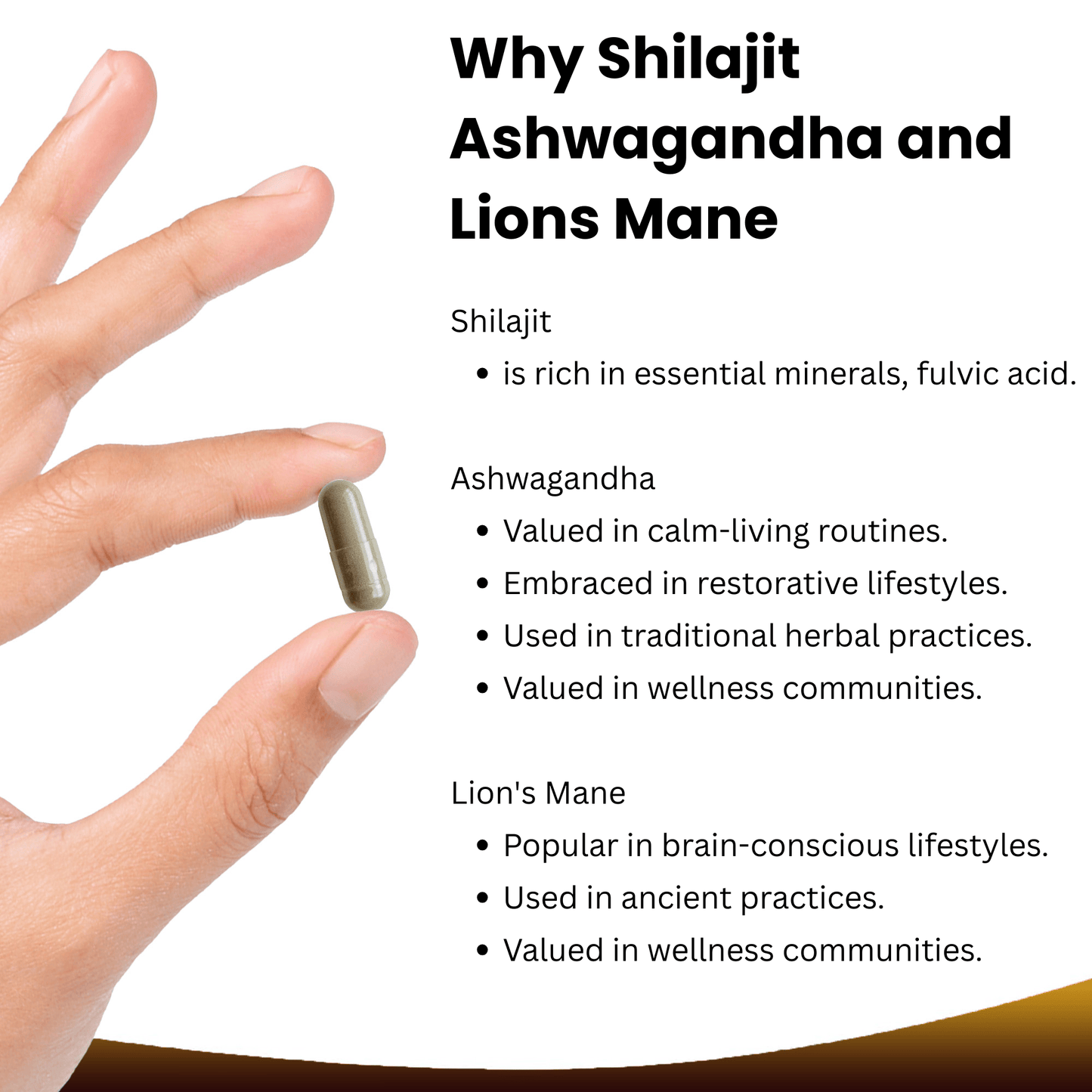 Shilajit, Ashwagandha, Lions Mane Capsules