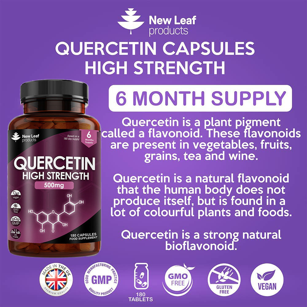 Quercetin Supplement 500mg High Strength Antioxidant Capsules (6 Month