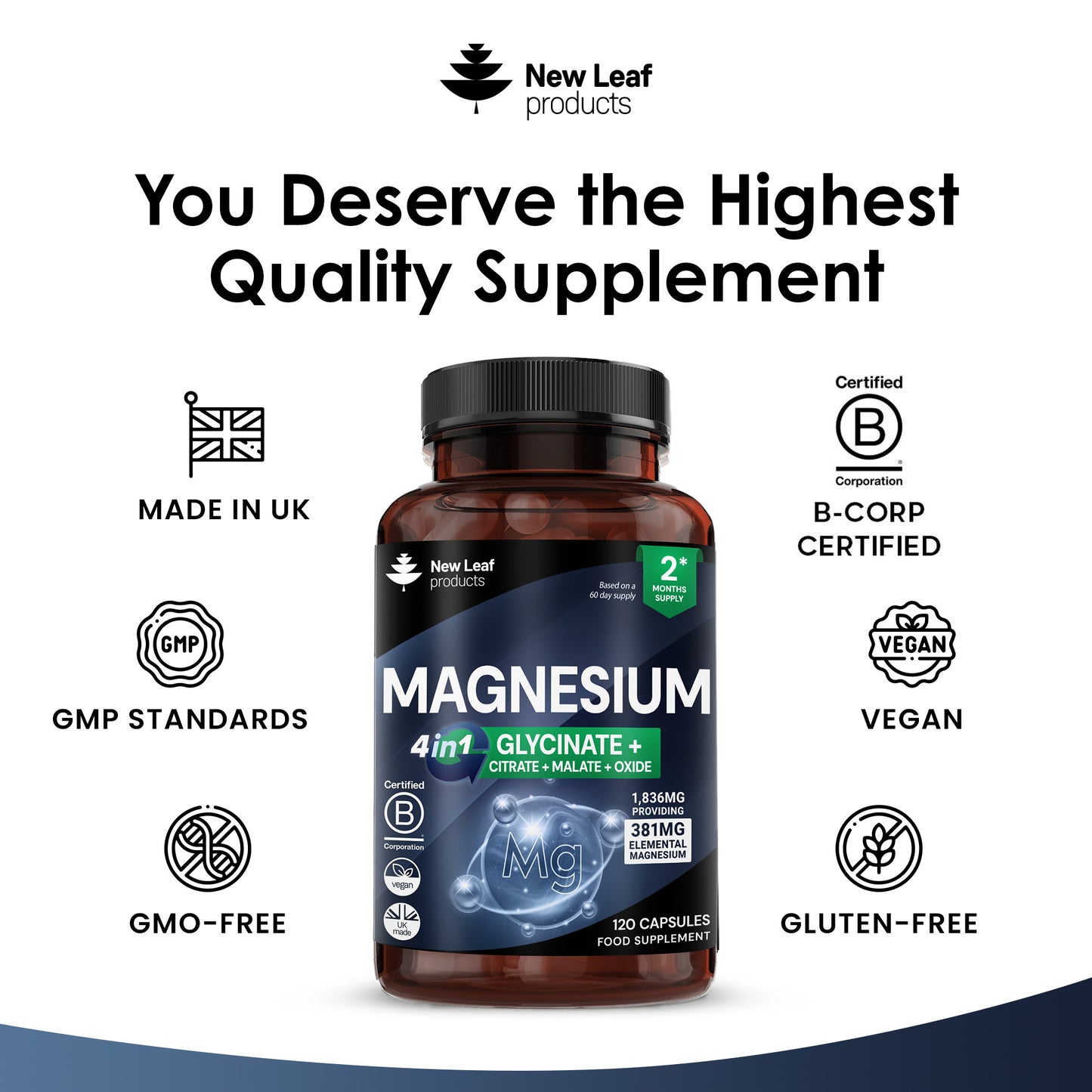Magnesium Complex Glycinate, Citrate, Malate, Oxide Capsules.