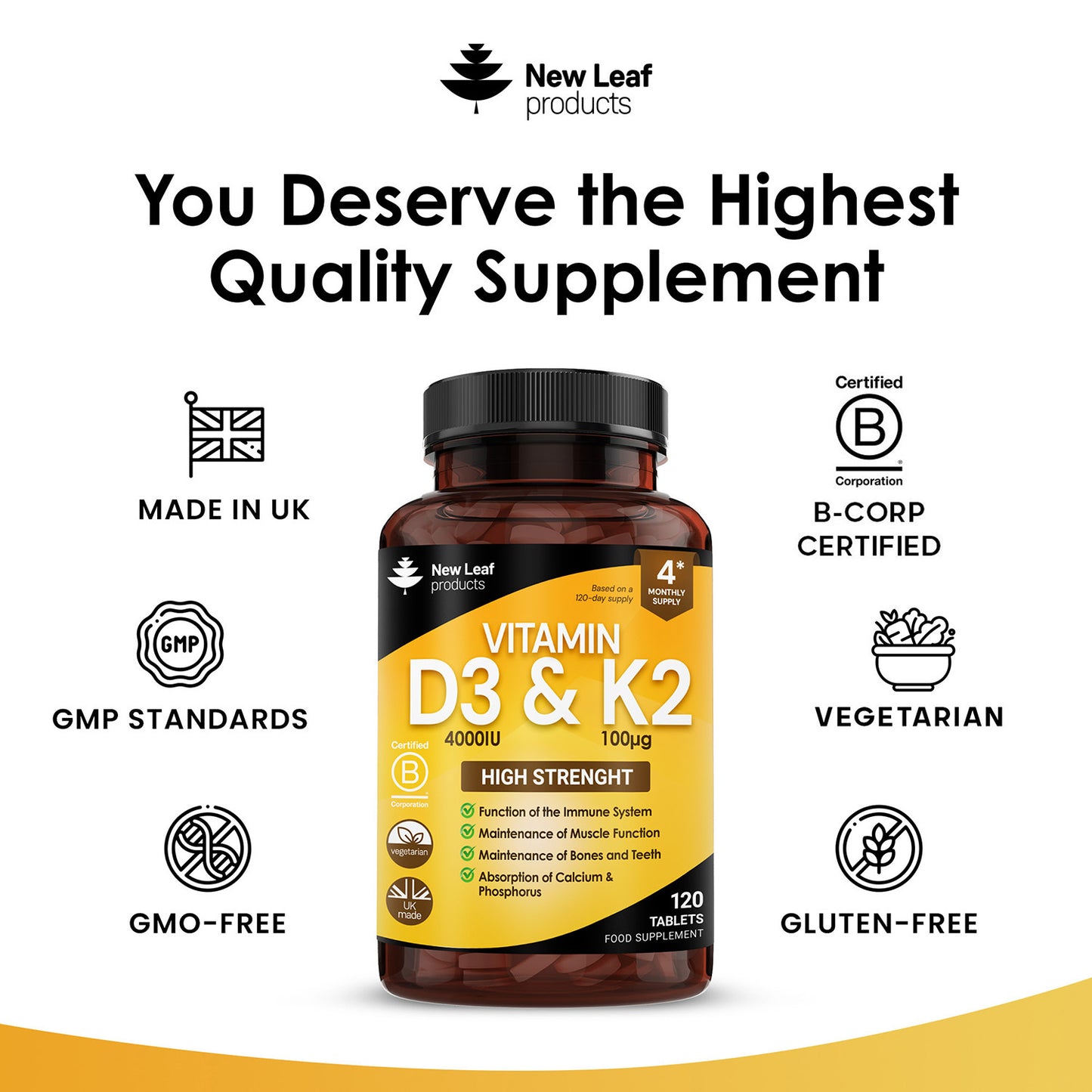 Vitamin D3 and K2 Tablets