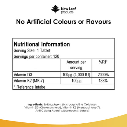 Vitamin D3 and K2 Tablets