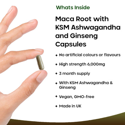 Maca Root, Ashwagandha, Ginseng Capsules
