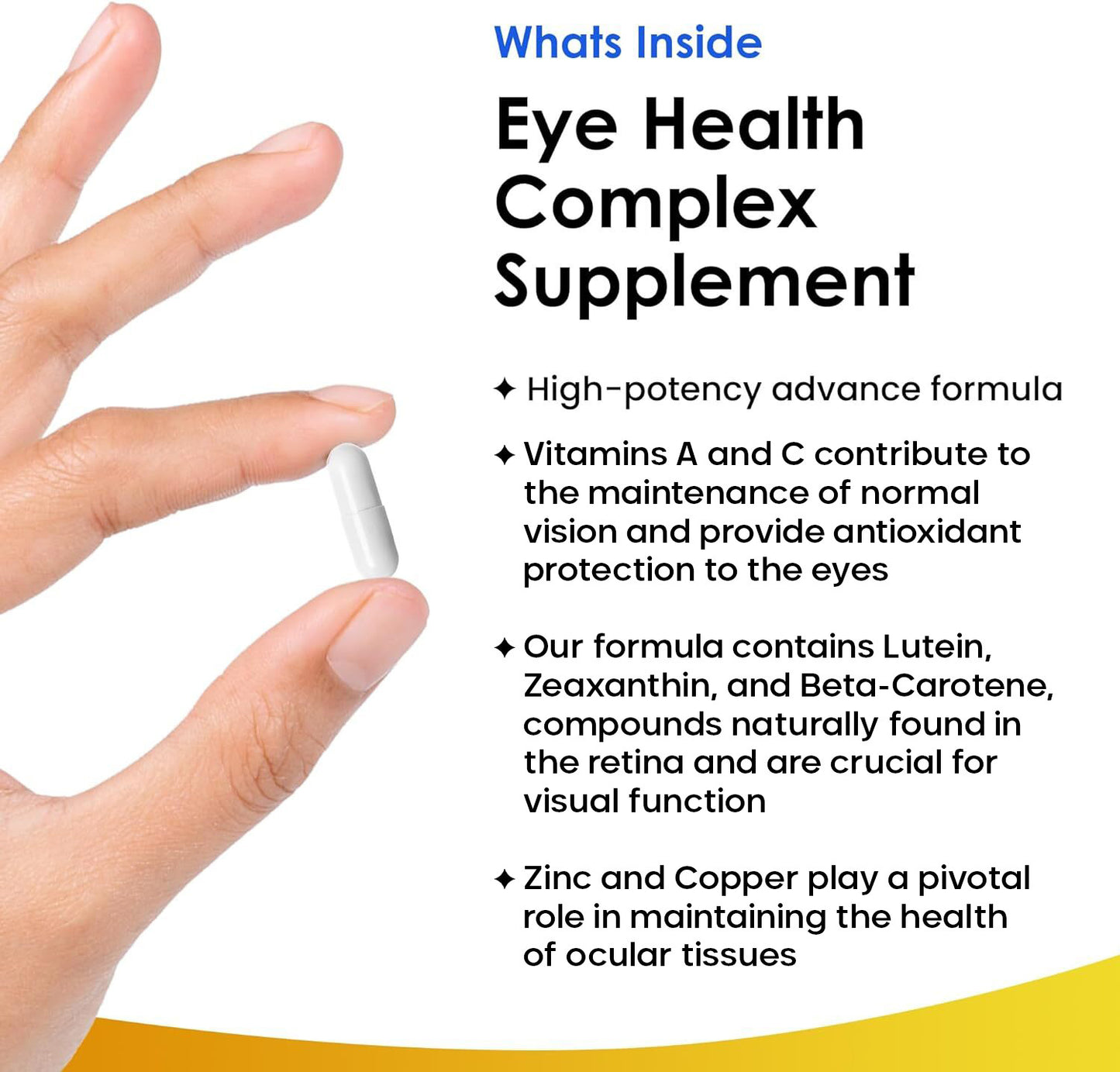 Eye Health Complex - Lutein & Zeaxanthin supplement enriched with Vitamin A, B2 & Zinc 120 vegan capsules