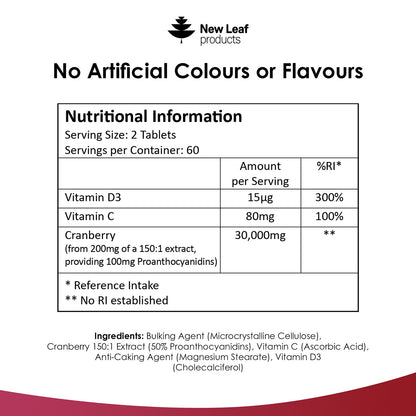 Cranberry Vitamin C and D Tablets