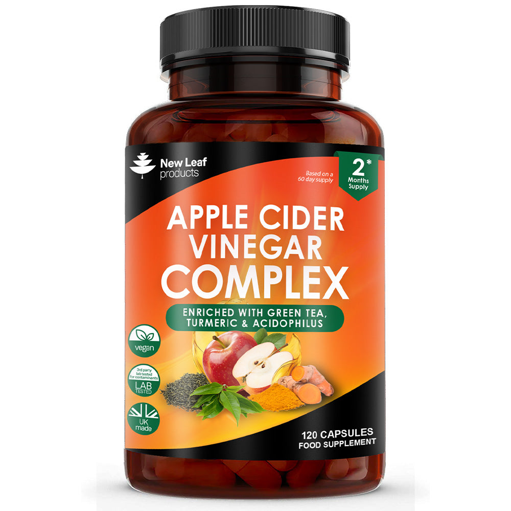 Apple Cider Vinegar Capsules - 120 Apple Cider Vinegar with Mother Capsules , High Strength Apple Cider Vinegar with Mother + Probiotics, Tumeric & Ginger