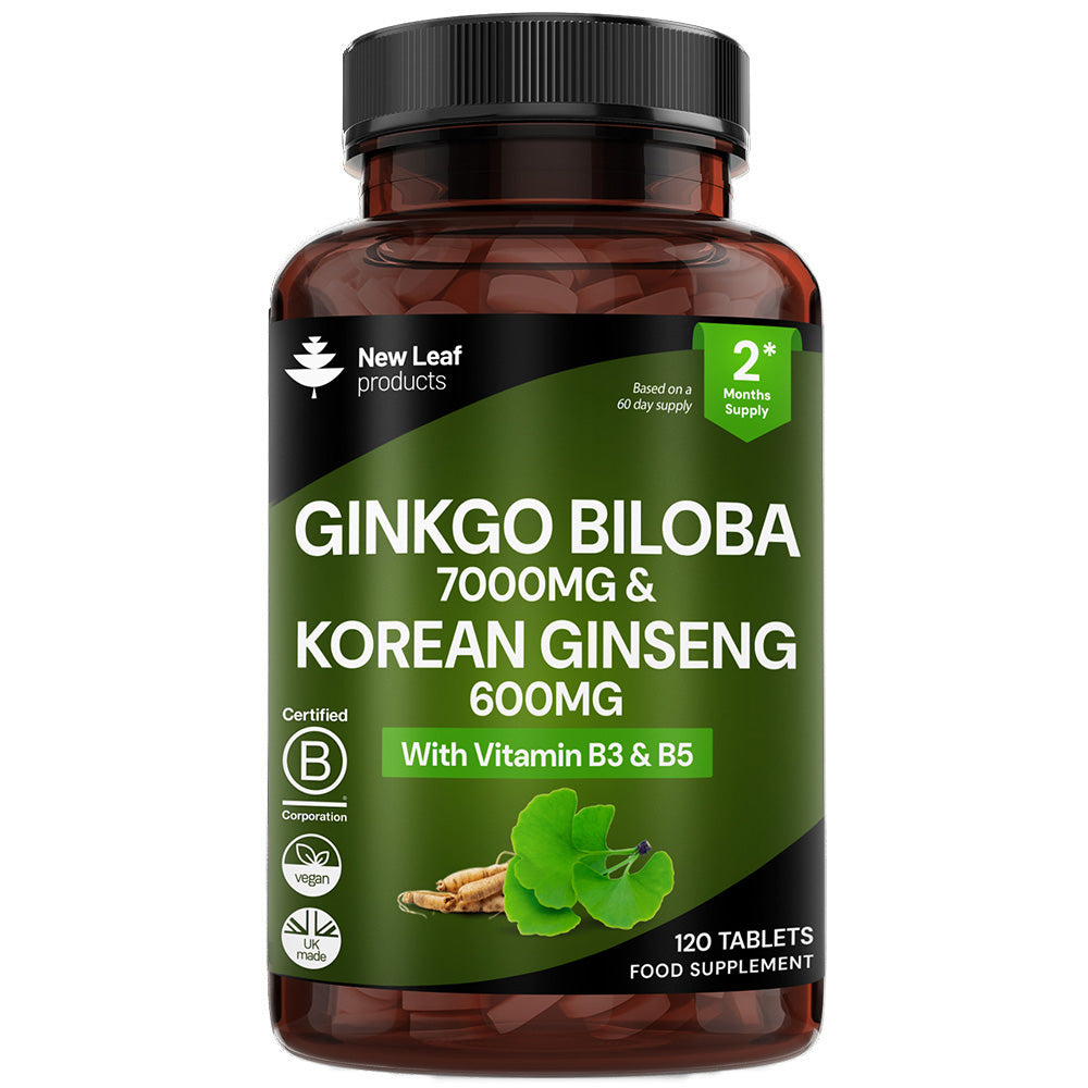 Ginkgo Biloba & Korean Ginseng + Vitamin B3 & B5 120 Tablets