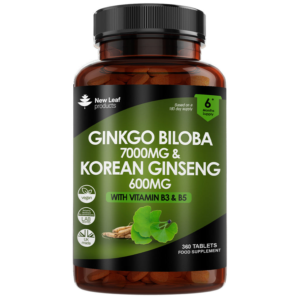 Ginkgo Biloba & Korean Ginseng + Vitamin B3 & B5 360 Tablets