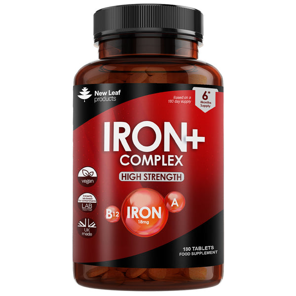 Iron Tablets Complex High Strength Active Iron Supplements + Vitamins C, B12