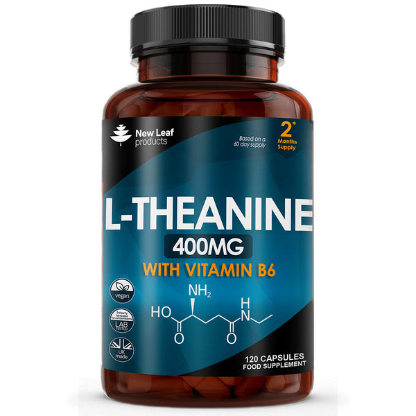 L-Theanine Enriched with Vitamin B6 - 120 High Strength 400mg Vegan Capsules From Green Tea