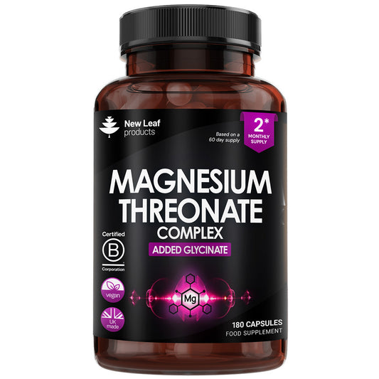 Magnesium Threonate Complex - 180 High Strength 2550mg (Per Serving) Capsules + Magnesium Glycinate