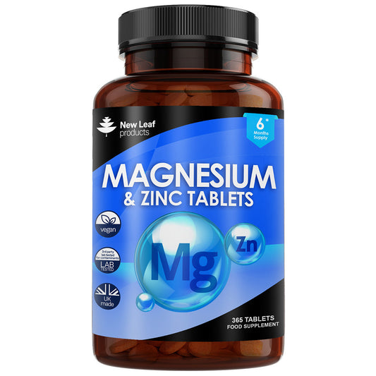 Magnesium Supplement 516mg with Zinc - Vegan Magnesium Tablets High Strength (365 Supply)