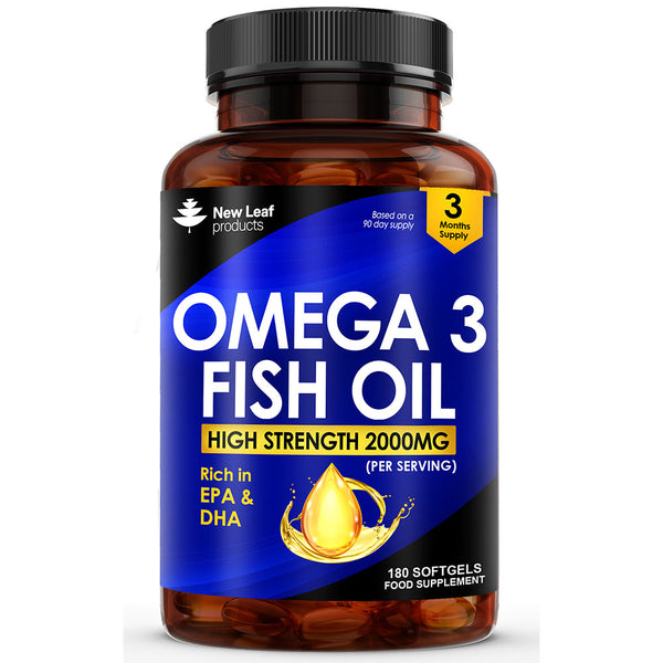 Omega 3 Supplements 2000mg Softgels - High Strength Fish Oil with Vitamin E - Rich in EPA & DHA