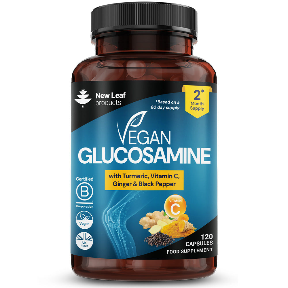 Vegan Glucosamine + Turmeric Vitamin C Ginger & Pepper 120 Capsules