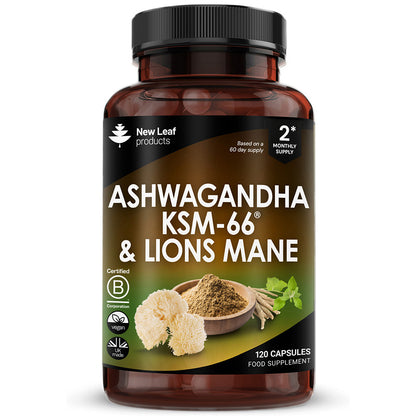 Ashwagandha KSM-66 Lions Mane High Strength Supplement Capsules