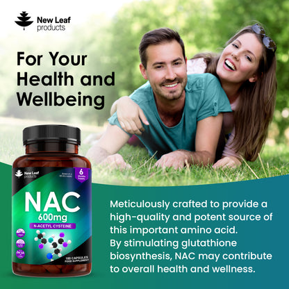 NAC N-Acetyl-Cysteine 600mg - Nutritional Supplements 180 NAC Capsules - High Bioavailability Amino Acid