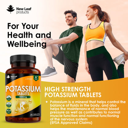 Potassium Supplements 1000 mg - 360 Vegan Active Potassium Tablets Electrolytes
